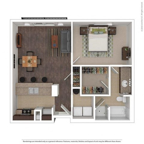 Floor plan for 1 bed, 1 bath, 816 sqft
